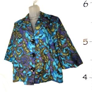 Chico's‎ Blue Waterfall Floral Blazer Jacket Size 2